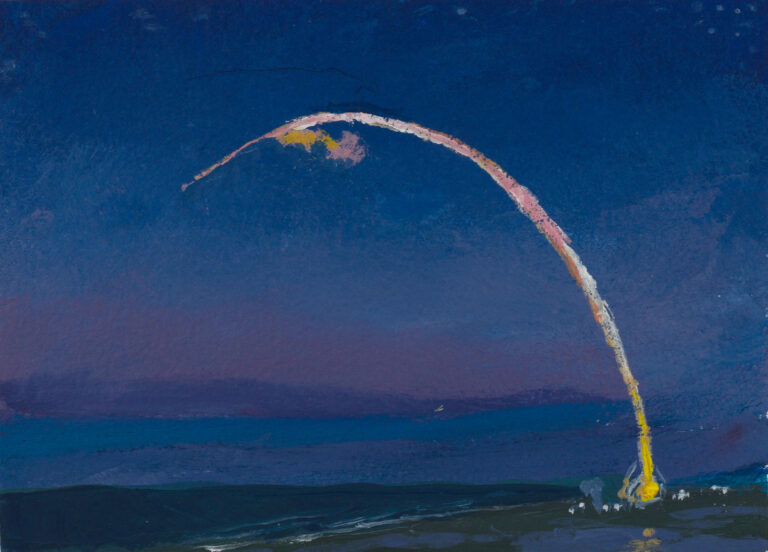 Rocket Launch acrylic painting